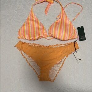 Halter Bikini Top & Ruffle Bikini Bottoms